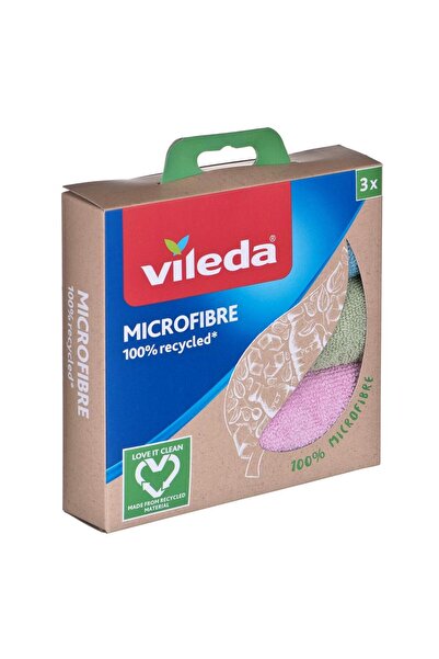 Vileda Microfiber Cloths 168310, 100% Recycled, 3 pieces (Multicolor)