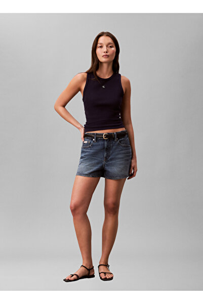 Calvin Klein Jeans Lacivert Kadın Atlet SL MONOGRAM PATCH WAFFLE RACER T