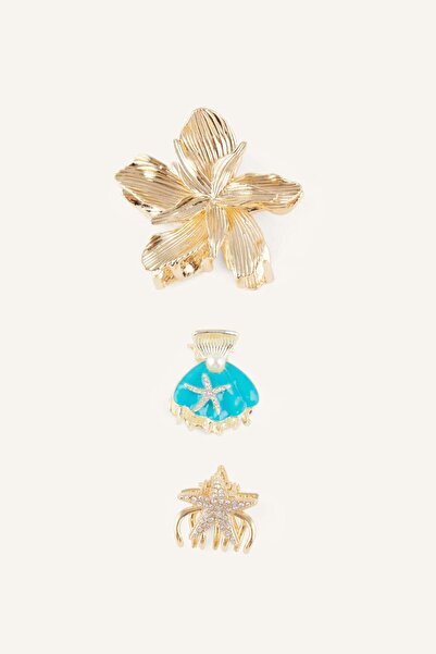 DeFacto Women's Gold Color 3-Piece Hair Clip H6611Axns