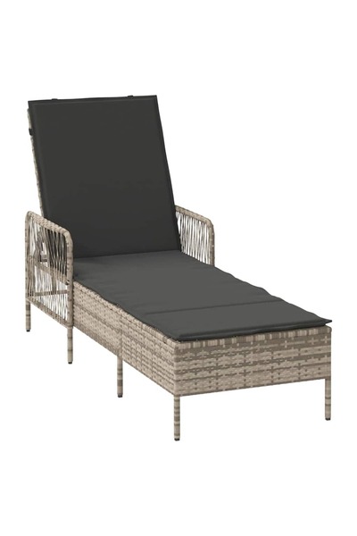 vidaxl Șezlong Gri deschis și gri închis 200 x 55 x 92 cm poliratan