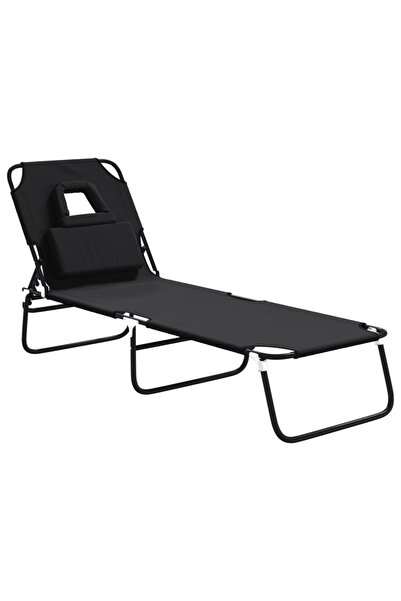 vidaxl Șezlong pliabil negru țesătură Oxford&oțel vopsit electrostatic