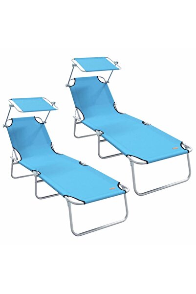 vidaxl Șezlong 2 pcs Albastru strălucitor 58 x 188 x 77cm Poliester