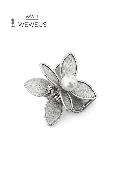 Weweus Flower Pearl Gray Shiny Metal Mini Premium Latch Buckle