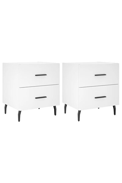vidaxl Noptiere, 2 buc., alb, 40x35x47,5 cm, lemn compozit