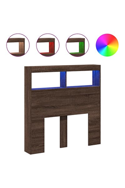 vidaxl Bedside table with wardrobe and LED, brown oak, 100x17x102 cm