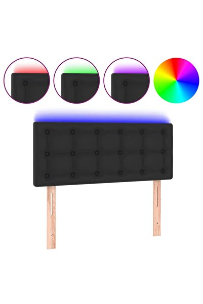 vidaxl Tăblie de pat cu LED, negru, 100x5x78/88 cm, piele ecologică