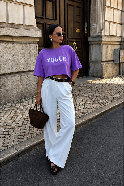 Markazzi Kadın baskılı oversize crop tshirt
