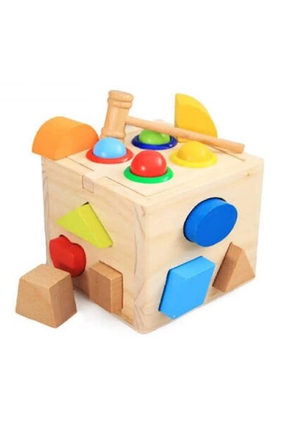sallma Cub de activitati multifunctional din lemn cu sortator de forme si cio...