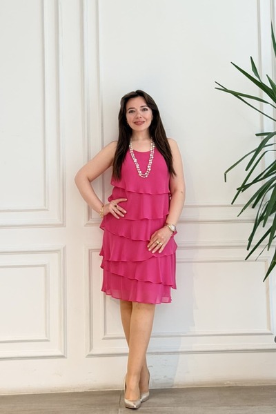yb yağmur butik Rochie din șifon fără mâneci, în straturi