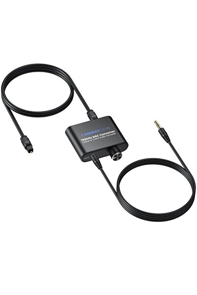 camway Convertor DAC de 192kHz, SPDIF la 3.5mm AUX, Adaptor audio optic la 3....