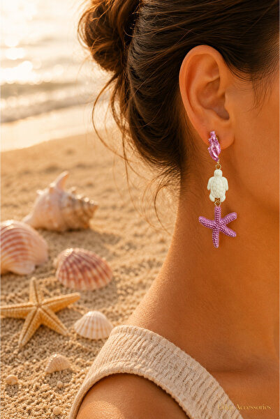 utkuergin Steel Earrings with Starfish and Turtle Figures
