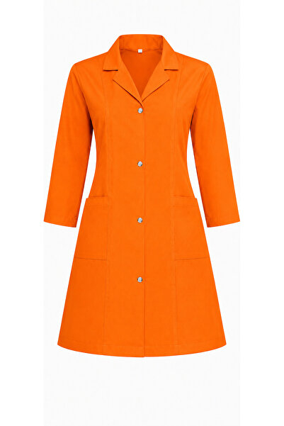 LOOKMT MODA Women's Orange Long Sleeve Snap Closure Doctor's Gown Nurse's Gow...