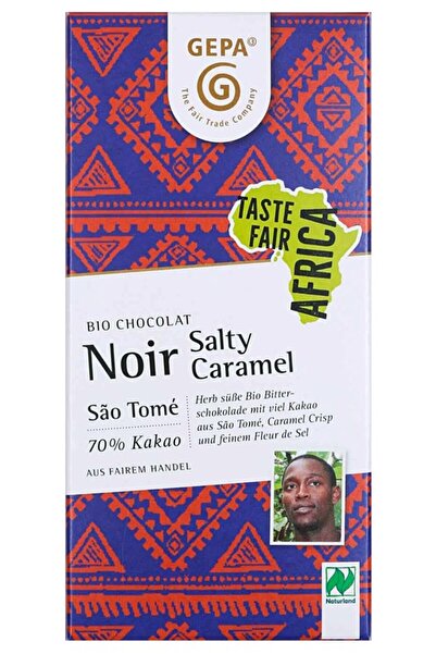 Gepa Organic and fairtrade dark chocolate with salted caramel, 80g