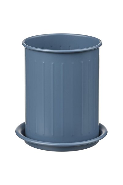 IKEA VÄLVÅRDAD Cutlery stand, dark grey-blue/galvanised, 13 cm