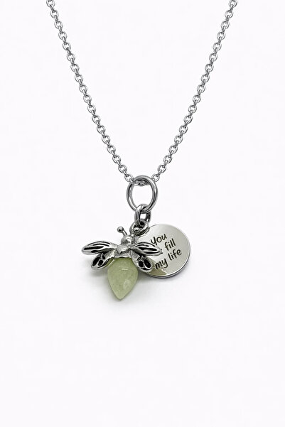 MakeWell Steel Necklace with Bee Figure and Text – Stainless Steel Non-Tarnis...