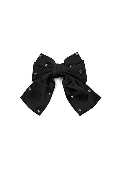 MD Moda Accessories مشبك شعر على شكل فيونكة من الساتان مطرز بالأحجار