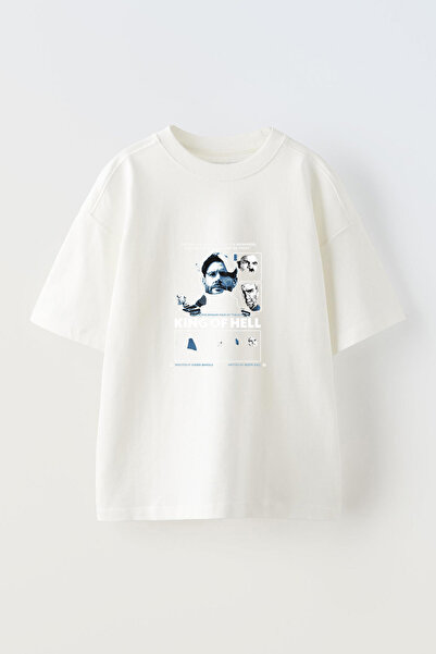Anetos Tricou oversize alb din bumbac cu imprimeu frontal Soldier Boy Design