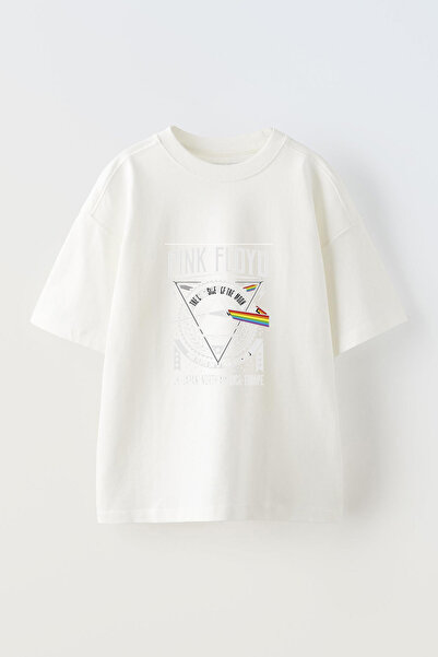 Anetos Tricou oversize alb din bumbac cu imprimeu frontal Pink Floyd Dark Sid...