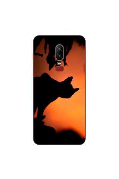 OEM Husa compatibila cu OnePlus 6 Silicon Gel Tpu Model Halloween Pisica Neagra