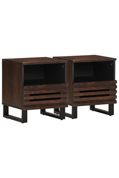 vidaxl Noptiere, 2 buc., 40x34x46 cm, lemn masiv de acacia