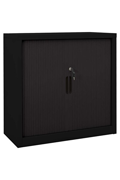 vidaxl Dulap cu ușă glisantă, negru, 90x40x90 cm, oțel