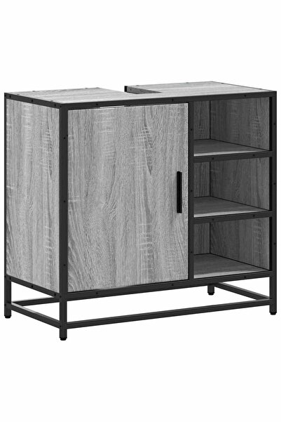 vidaxl Dulap pentru chiuvetă de baie gri Sonoma 65x33x60 cm lemn