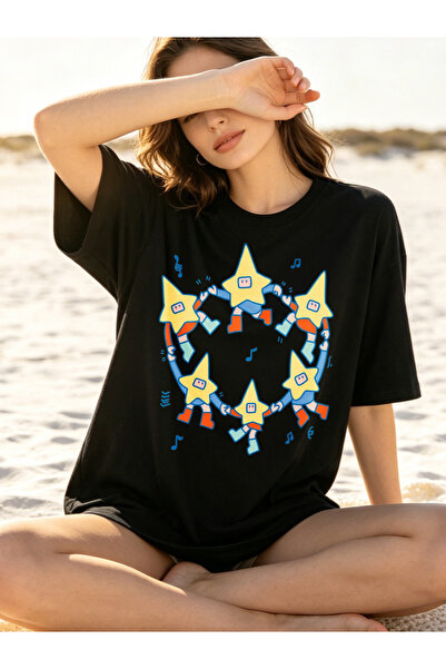 Fleck Womens T Shirts Smile Face Graphic Oversized Casual Style