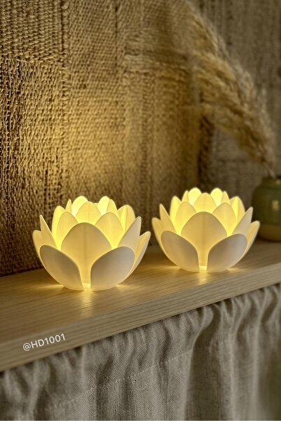 HD1001 2 Adet Lotus Lamba Başucu Masa Lambası Bohem Ev Dekoru Işık Çiçek Mode...