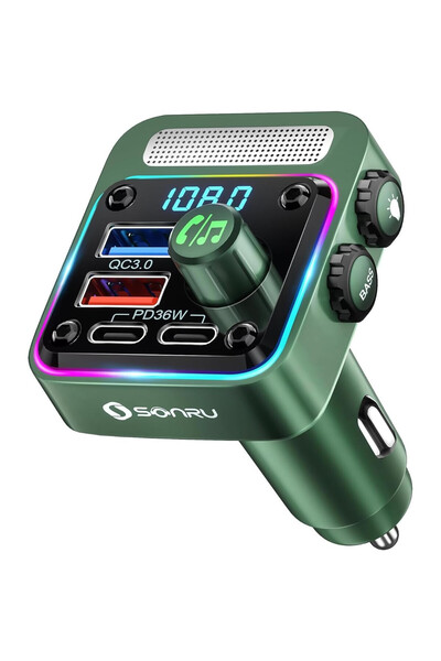 SONRU Modulator FM Bluetooth 5.3 pentru masina, incarcare rapida PD 36W si QC...