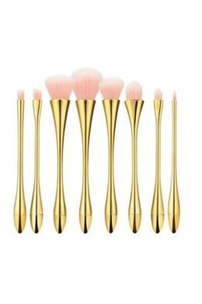 MIMO Set of 8 Golden Makeup Brushes - Makeup Brush Golden, 8 pcs