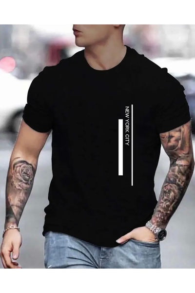 NIGRUM PARDUS New York City Printed 100% Cotton New Season Plus Size Men's T-...