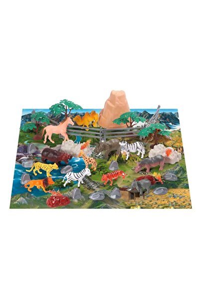 Z Store Set de joacă cu animale sălbatice – 50 de figurine din plastic + Covo...
