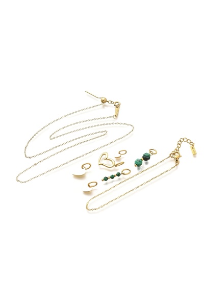 OEM Necklace and bracelet Top Bottom Set with heart pendant, 14K gold plated