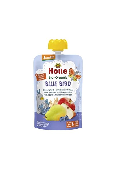 Holle Organic Puree, Pear, Apple and Blueberry with Oats, Blue Bird, 100g