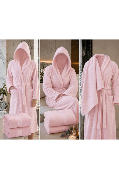Terminus Luxury Hooded Bathrobe 100% Cotton XL Bath Robe with Paisley Pattern