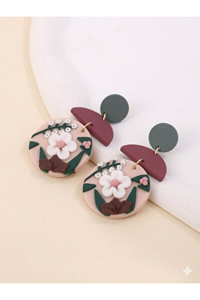 SYGGY Chandelier Earrings with 3D Floral Motifs, Polymer Clay in Pastel Shades