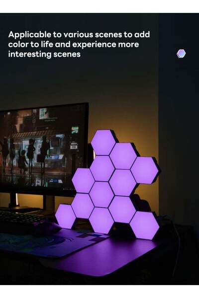 sharpdo RGB Hexagonal Atmosphere Quantum Light Background Light, DIY Free Spl...