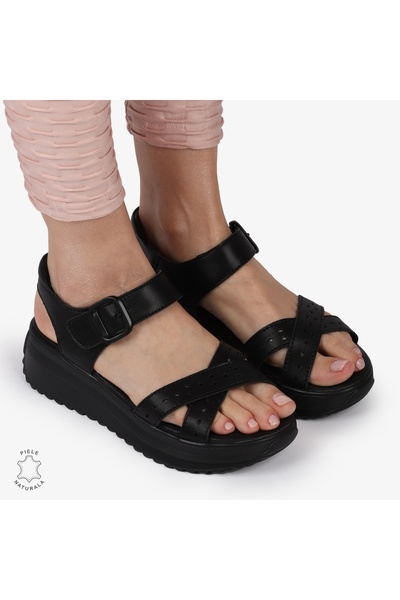 ANGEL BLUE SAndale DAMA DIN PIELE NATURALA CU BARETE INCRUCISATE CRL1423 NEGRU