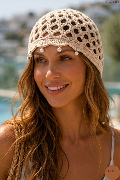 bigiyin Handmade Bohemian Knitted Beret Summer Women's Hat Mesh Boho Bonnet P...