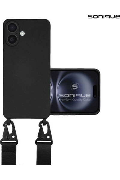 Other Θήκη Σιλικόνης με Λουράκι Μεταφοράς Sonique για Apple iPhone 16 Plus Μαύρο