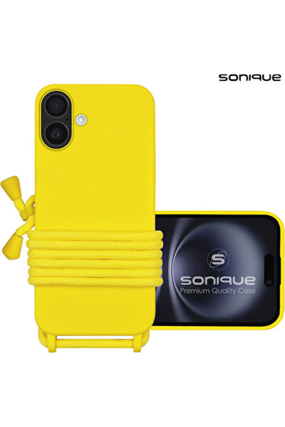 Other Θήκη σιλικόνης με κορδόνι μεταφοράς Sonique για Apple iPhone 16, Κίτρινο