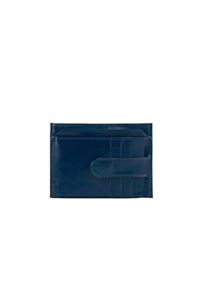 Posete Fagaras Criss Card Holder - Navy Blue, Genuine Leather Card Holder , W...