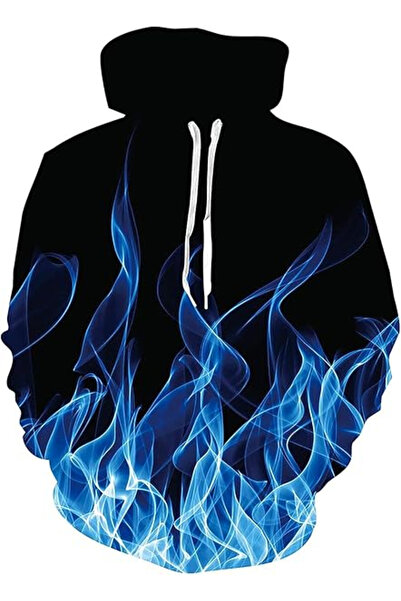 OEM Black flame hoodie, lined, unisex, long sleeve, hood, M