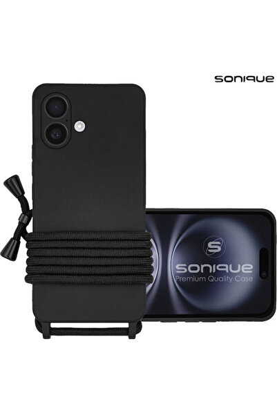 Other Silicone Case with Lanyard Carryhang Sonique Apple iPhone 16 Plus Black