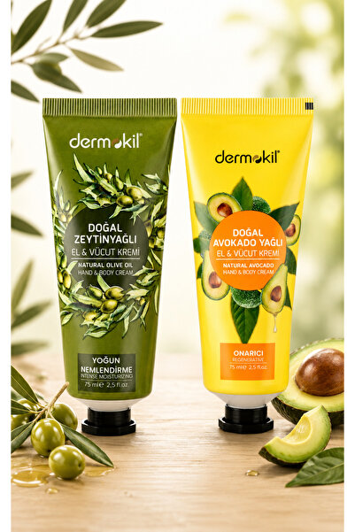 Dermokil كريم اليدين والجسم بزيت الأفوكادو وزيت الزيتون الطبيعي 2x75 مل