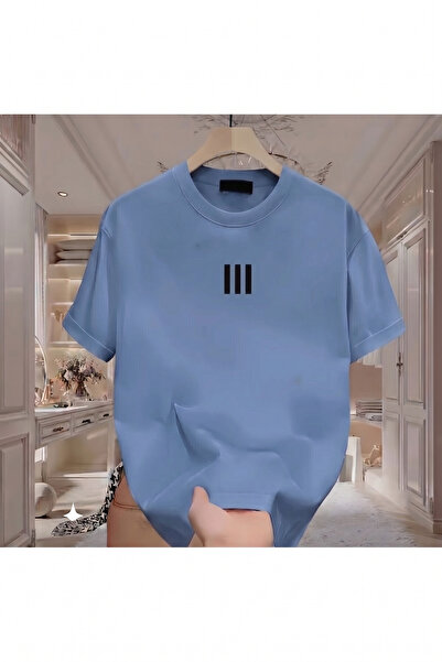 Tonton 3 Çizgi Baskılı BEBE MAVİ Erkek Tshirt