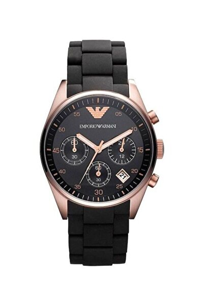 Emporio Armani Γυναικείο Ρολόι 38mm Χρονογράφος Μπαταρίας με Μαύρο Καουτσούκ ...