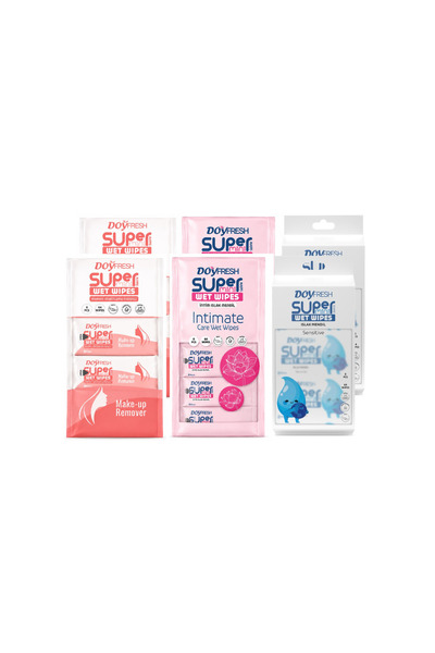 DOYFRESh 6x Șervețele umede de buzunar MINI MIX 8x8 bucăți (2x Intimate + 2x ...