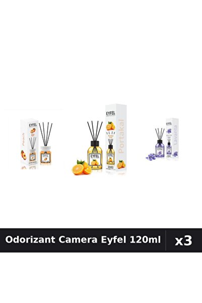 Eyfel Set 3 Odorizante Camera cu Betisoare - Lavanda, Piersica, Portocala 120ml