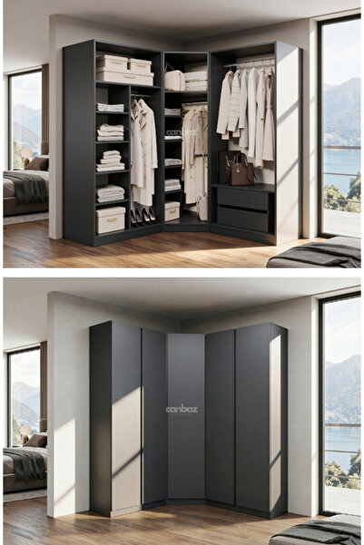 CANBAZ FURNİTURE Mira modüllü köşe 5 MDF kapaklı %100 MDF (KURULUM DAHİL)